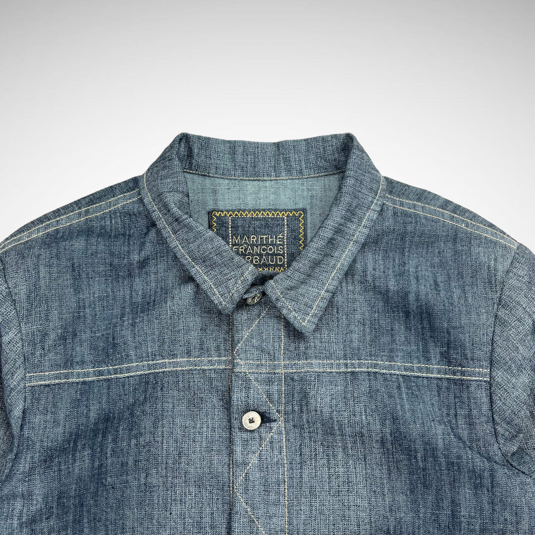 M+F Girbaud Faded Denim Button-Up Jacket (1990s)