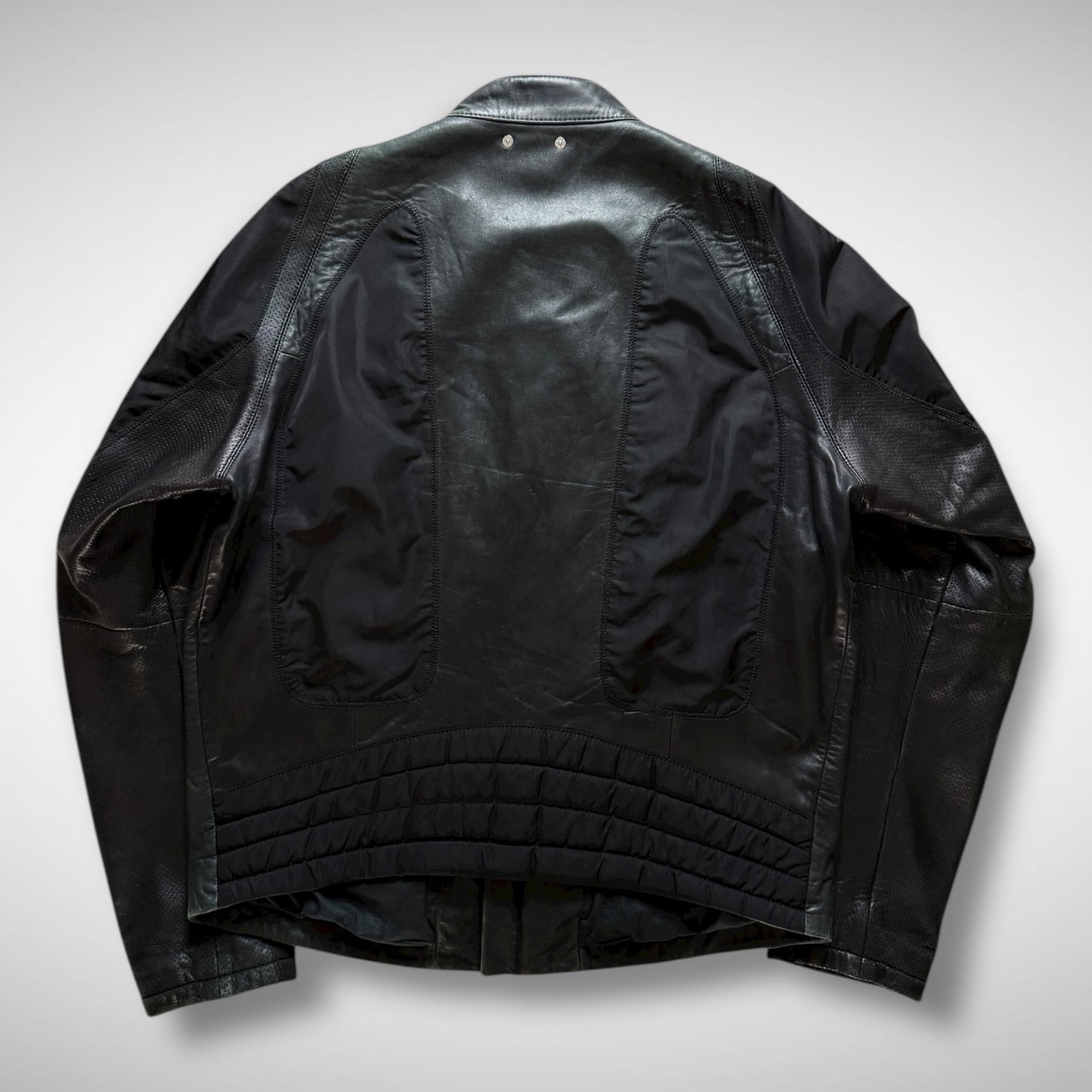 Hugo Boss Orange Nylon & Leather Panel Biker Jacket (2000s)