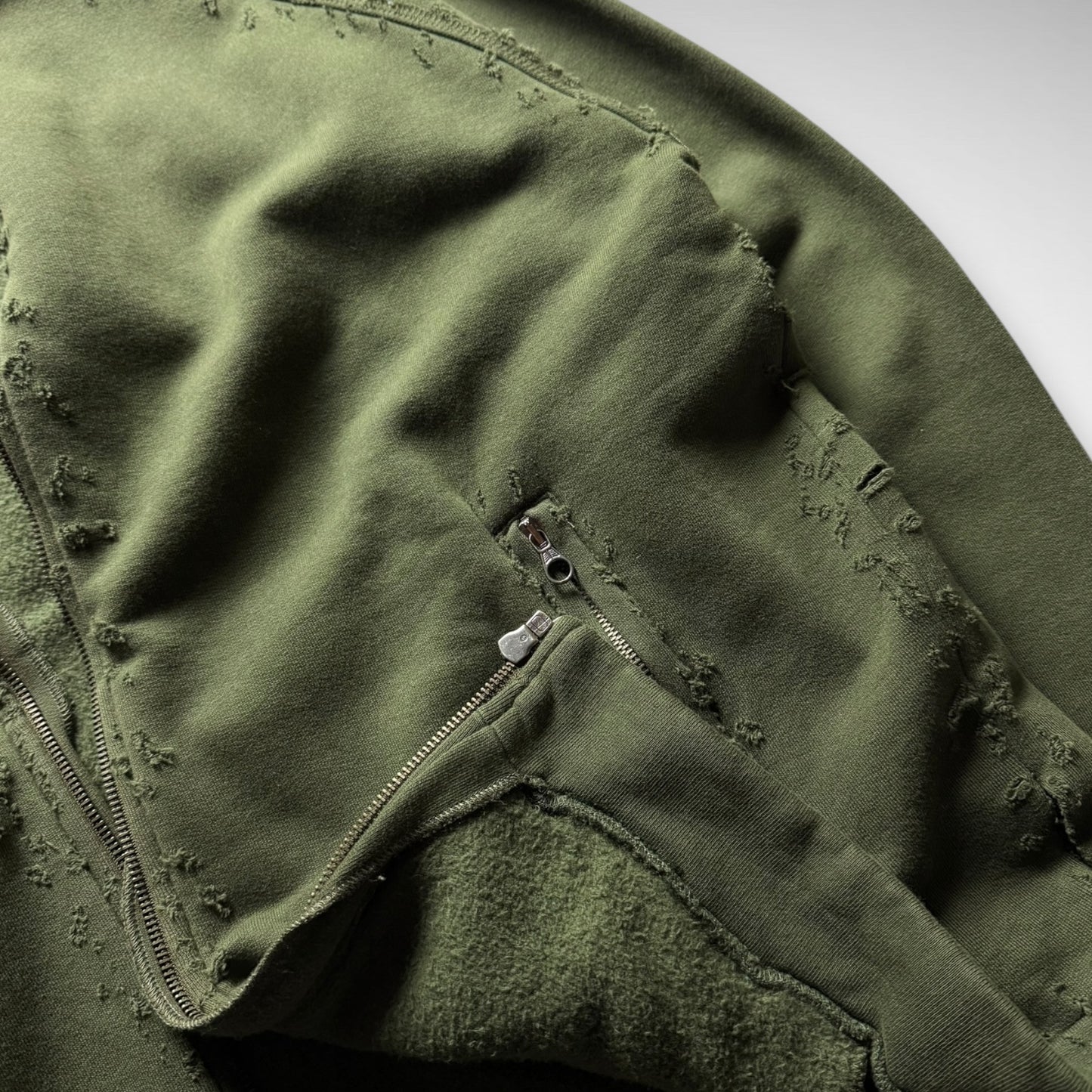 Sabotage ‘Shotgun’ Distressed Zip-Up Sweat (early 90s)