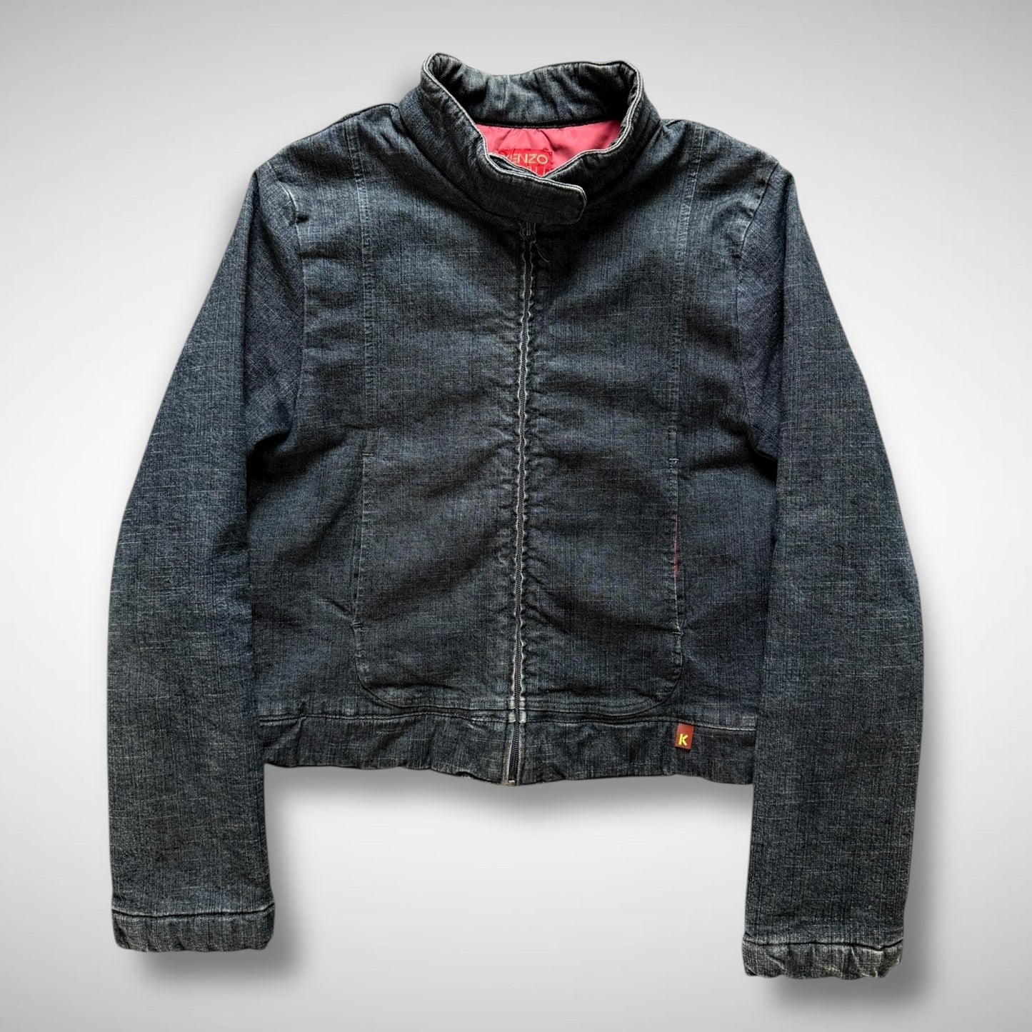 Kenzo Jungle Padded Denim Moto Jacket (90s)