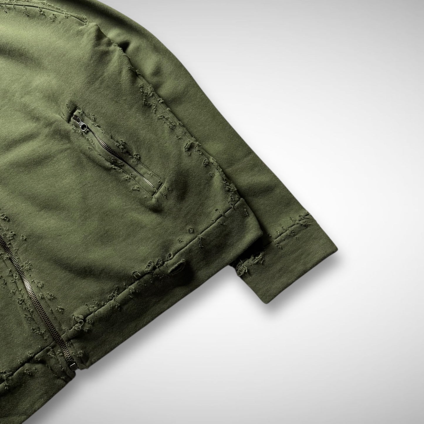 Sabotage ‘Shotgun’ Distressed Zip-Up Sweat (early 90s)
